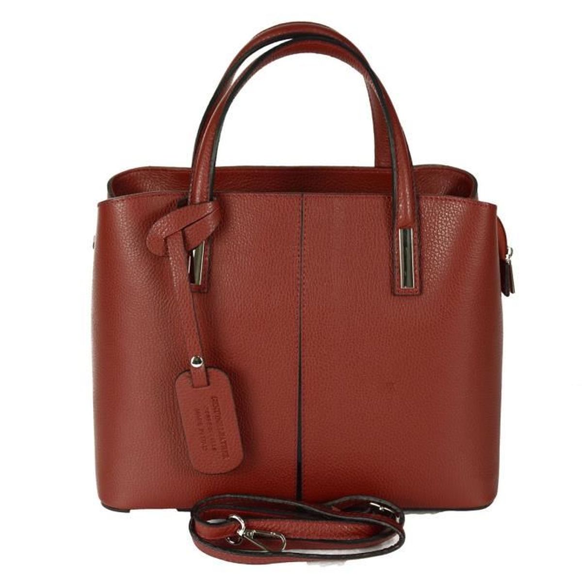 Sac à Main En Cuir Véritable Pour Femme Couleur Rouge Maroquinerie Fait En Italie Sac Femme