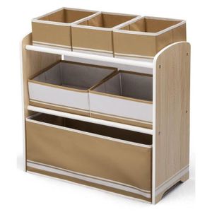 DELTA Meuble de Rangement Enfant Jouets 6 Bacs en Bois