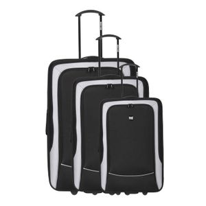 BAGSTONE Set de 3 Valises Souple 2 Roues S-M-L GIRL Noir et Gris
