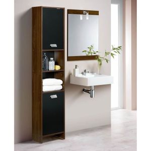 TOP Colonne de salle de bain L 39 cm - Décor wengé et noir