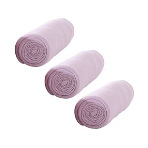 TODAY Pack de 3 Draps Housse 100% coton 90x190 cm poudre de lila