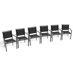 Lot de 6 fauteuils de jardin aluminium et textil?ne noir