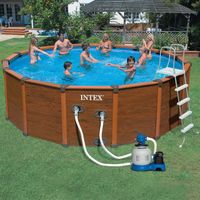 PISCINE COMPLETE - KIT PISCINE Piscine INTEX SEQUOIA aspect bois 19.2m3