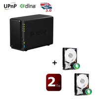 SERVEUR DE STOCKAGE - NAS Synology Boîtier NAS 2 baies+2 Caviar Green 1To