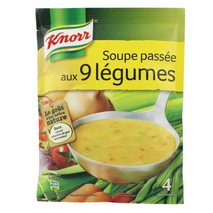 Knorr Soupe aux 9 légumes 4 assiettes Achat / Vente soupe en sachet SOUPE PASSEE 9 LEGUMES