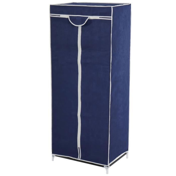 Armoire penderie pliante tissu de camping 146x60x45cm bleu. Achat