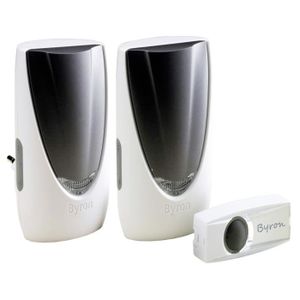BYRON Kit de carillon portable et ? brancher avec feu flash et bouton sans fil portée 100m