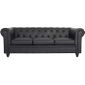 CANAPE - SOFA - BANQUETTE Canapé Chesterfield 3places Croute de Cuir Noir