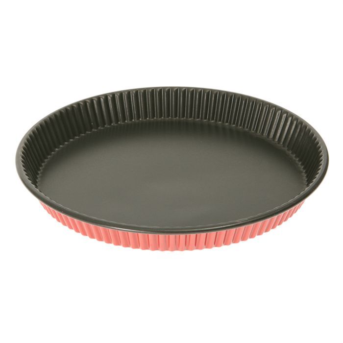 Moule à Tarte Rond Antiadhésif 28 Cm – Pour Quiche, Clafoutis, Gâteau – En Acier Au Carbone – Diamètre Bas 24 Cm, Haut 28 Cm