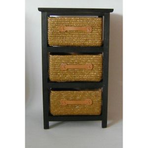 Meuble 3 tiroirs noir/marron