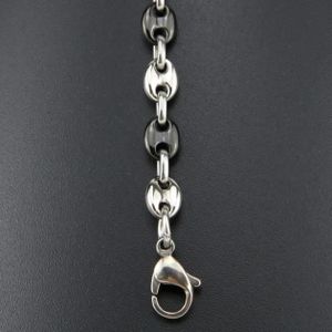 Collier Grain De Cafe Argent Et Acier Collier Grain De Cafe Argent Et Acier