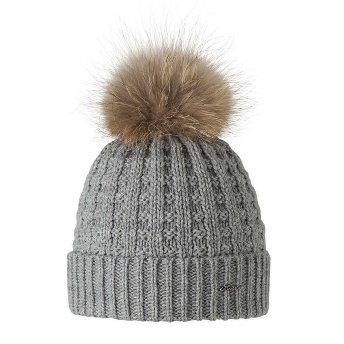 Bonnet pompon fourrure véritable Gris Achat / Vente bonnet