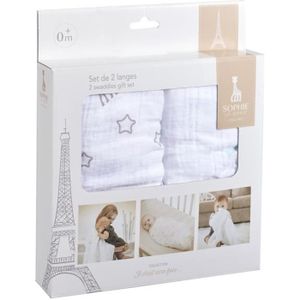 SOPHIE LA GIRAFE Set de 2 langes - 120 x 120 cm