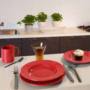 COUVERTS - MENAGERE Service MYK Tendance Faïence Rouge 16 pièces