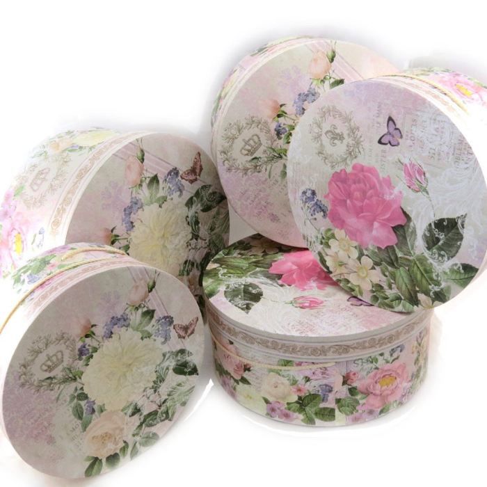 Boîte à Chapeau Ovale Vide Maison Méert – Carton Beige Vintage