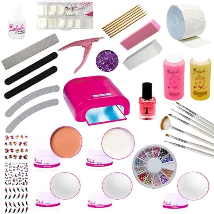 Kit De Manucure 20 Pièces Avec Lampe UV - Complet Pour Nails Art, Vernis Semi-permanent Et Gel