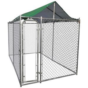 POILS & PLUMES Chenil Oscar + Toit S en acier - 1,83x3,35x1,83 m - Pour chien
