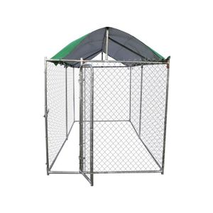 POILS & PLUMES Chenil Oscar + Toit M en acier - 3,96x2,29x1,83 m - Pour chien