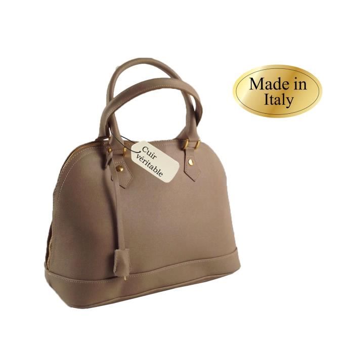 sac à main taupe cuir vachette femme chic * sac à main taupe cuir vachette femme chic *