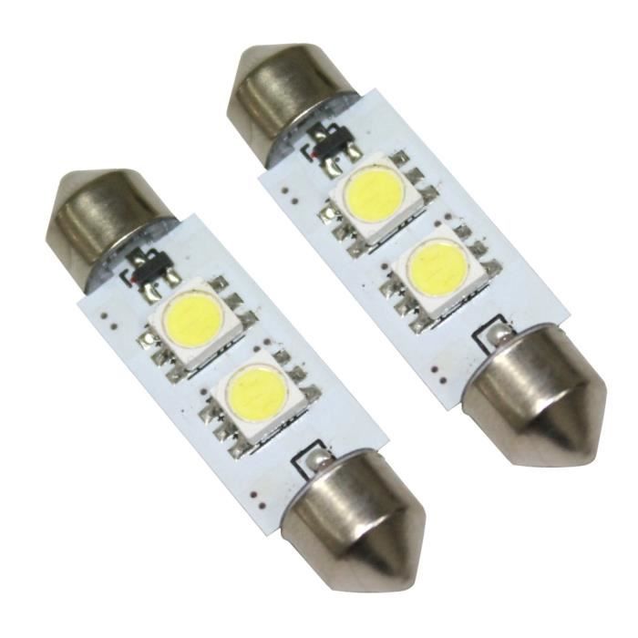 2x ampoule C5W C10W 12V navette 36 mm à 2 LED SMD Achat / Vente