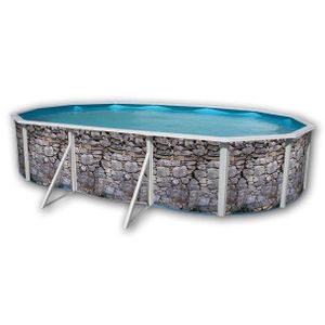 PIERRE GRISE Piscine en acier ovale 640x366x120