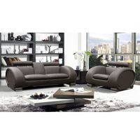 SALON COMPLET - ENSEMBLE SALON Salon cuir "Perth" marron