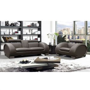 SALON COMPLET - ENSEMBLE SALON Salon cuir "Perth" marron