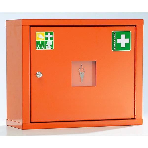 Armoire à pharmacie conforme à la norme DIN 13157 à 1 porte orange