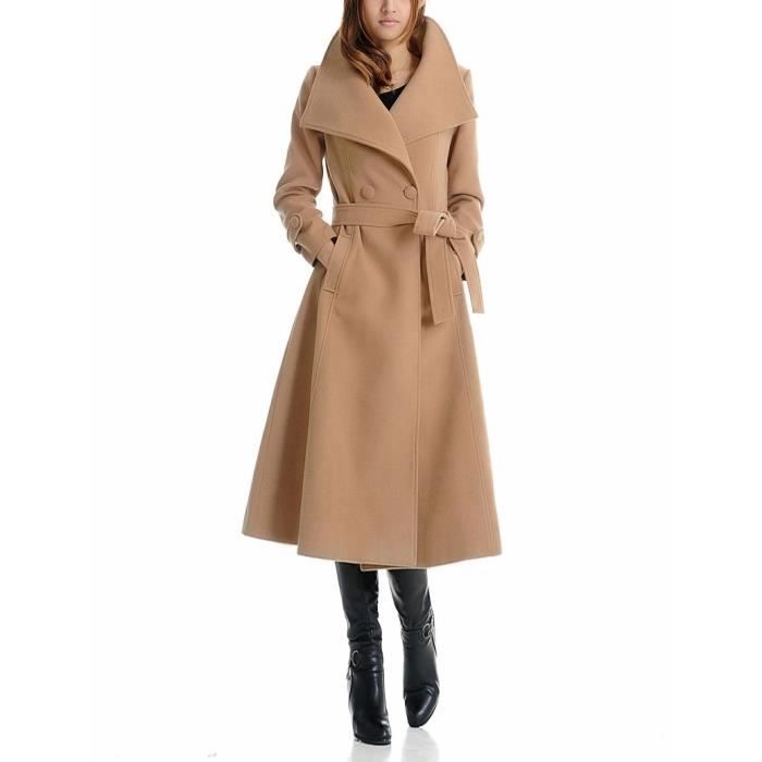 manteau tres long laine femme