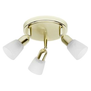 Plafonnier ? 3 lumi?res Sofia diam?tre 20 cm E14 40W laiton et blanc