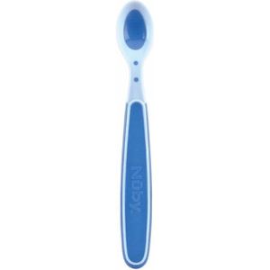 NUBY Lot de 3 cuill?res thermosensibles bleu avec bord doux en TPE +4 mois
