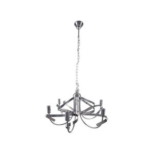 Lustre - suspension Trenza - Lustre 6 lumi?res finition chromé ?62 cm - hauteur 120 cm max réglable