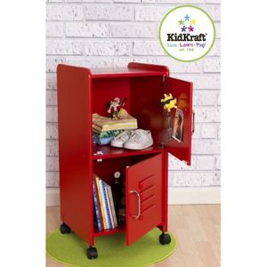 Casier rouge 2 compartiments en bois