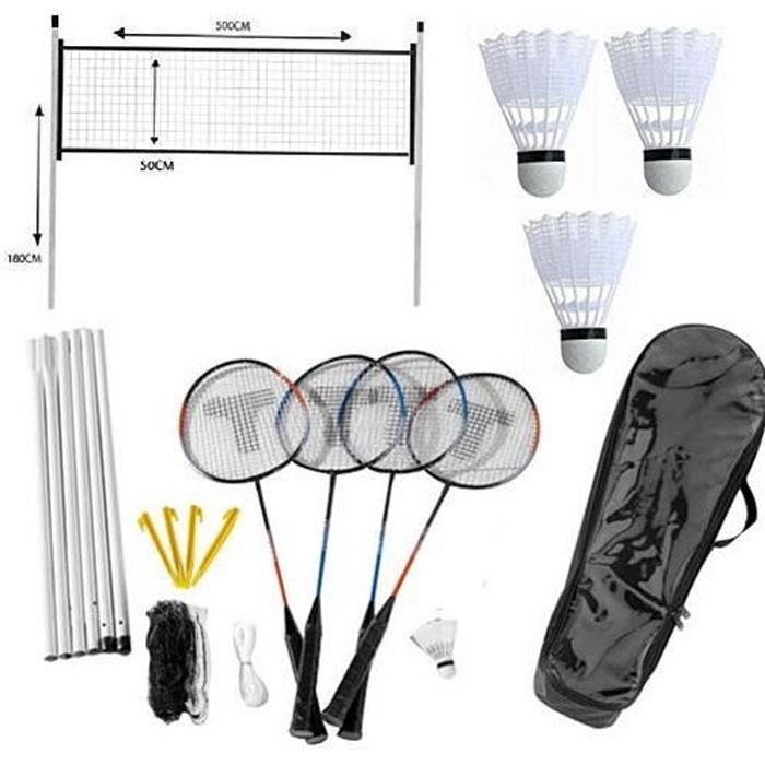 Lot De Badminton Pour Enfants – 2 Raquettes De 43 Cm, 3 Volants, Sac De Transport, Idéal Pour Jardin Ou Plage
