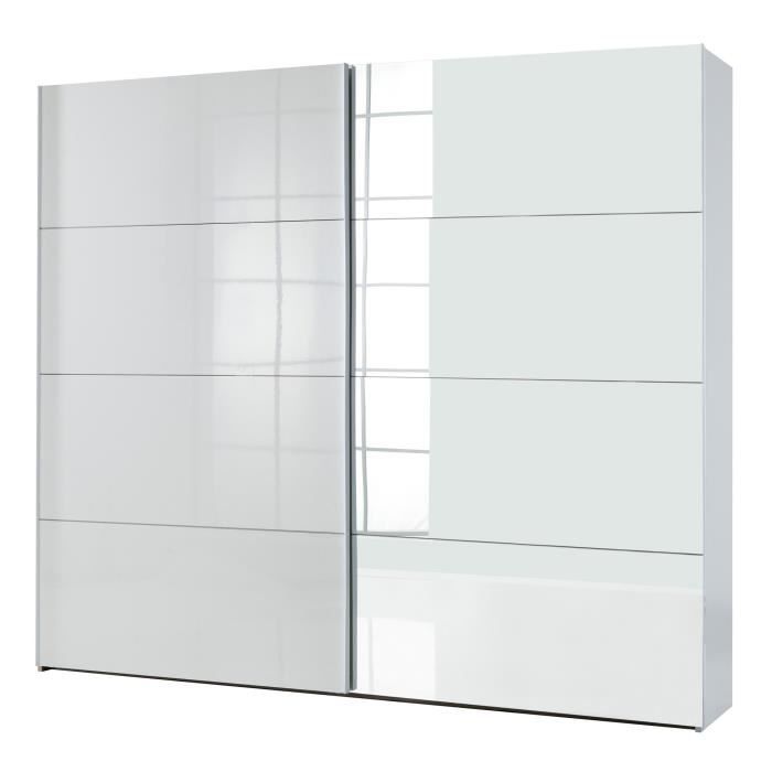 Seatle Armoire 2 portes coulissantes blanc laqué Achat / Vente armoire de chambre Seatle