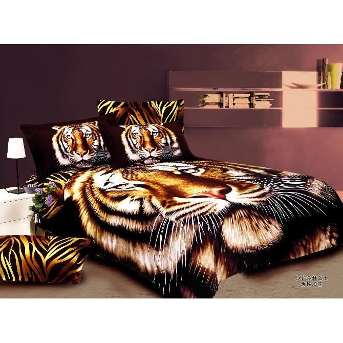 Parure De Lit Tigre Coton 200 230 Cm 3d Effet 4 Piece Achat Vente