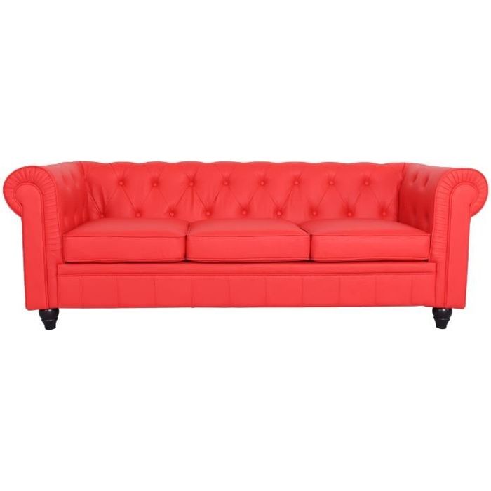 canape chesterfield cuir rouge