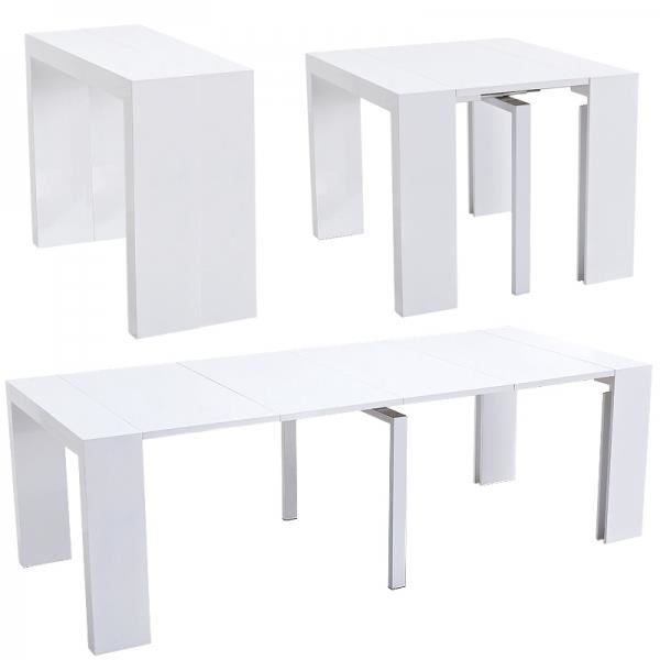 Table console extensible laquée blanche CALEB  Miliboo