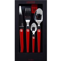 COUTEAU DE CUISINE - FEUILLE - COUPERET - FENDOIR Ménagères 16 Pièces INTUITION Rouge