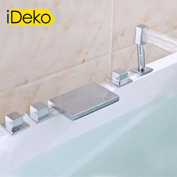 iDeko® Robinet Mitigeur baignoire cascade avec doucette pour salle de