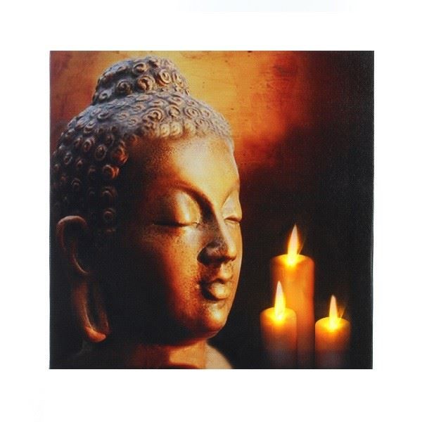 Tableau zen lumineux à LED 28x28cm Bouddha or Achat / Vente