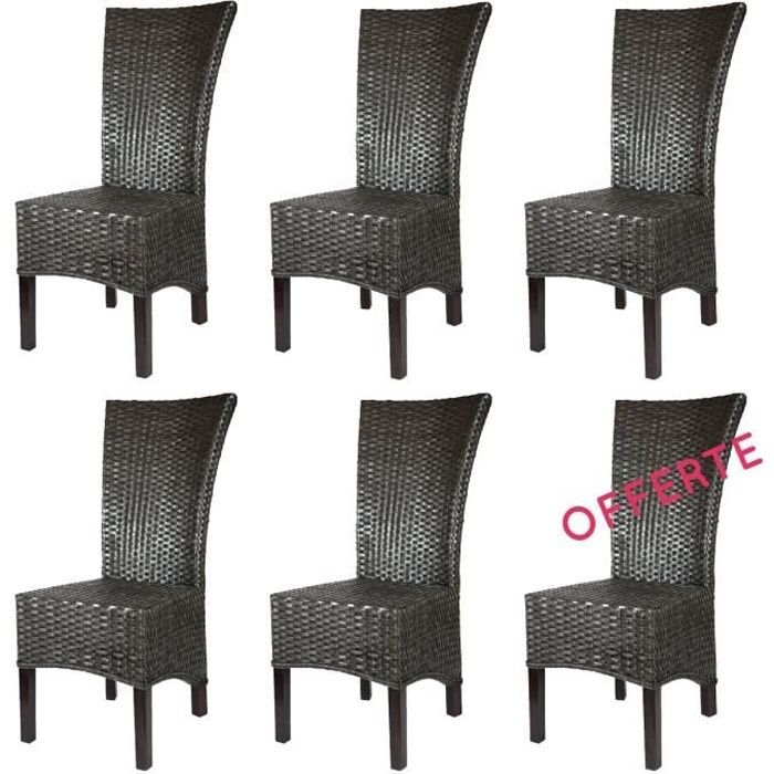 Lot 6 Chaises Alma Grise  Rotin  Lot de 6 don...  Achat / Vente