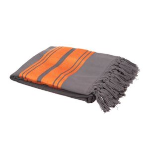 Fouta de plage - Anthracite / corail