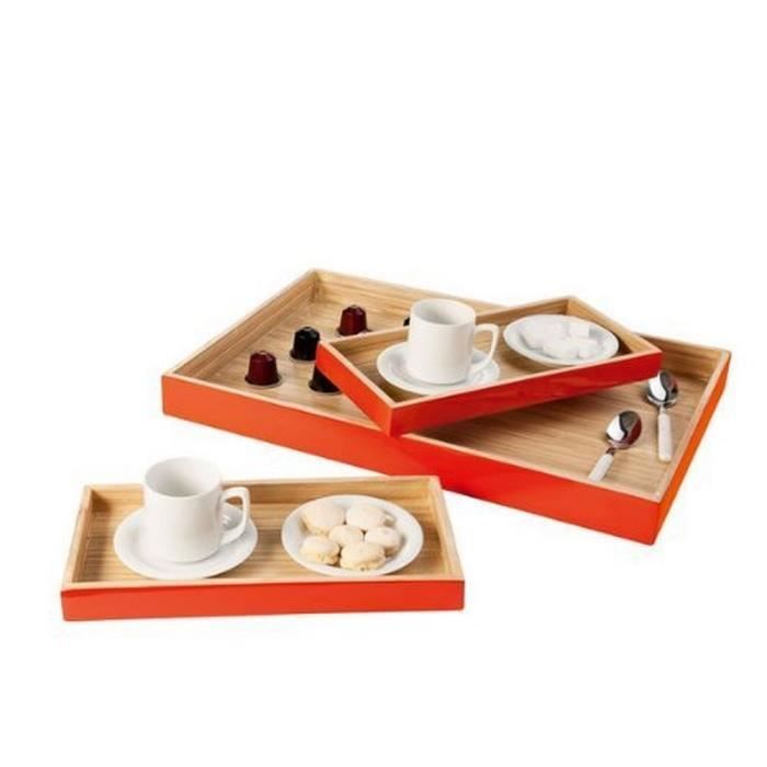 Set de 3 Plateaux en Bambou Laqué Achat / Vente plat de service