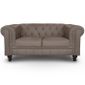 CANAPE - SOFA - BANQUETTE Canapé Chesterfield 2places Croute de Cuir Taupe