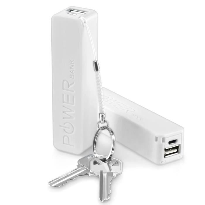 INSTEN Batterie de Secours Externe 2600mAh Power Bank Blanc Porteclés