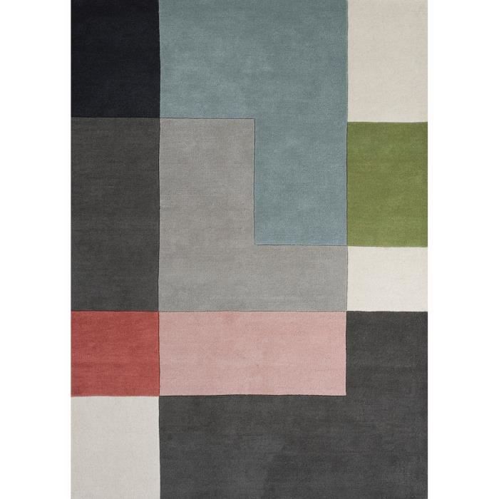Tapis pour salon motifs geometriques tetris rose 200x300, par ... Image de tapis pour salon