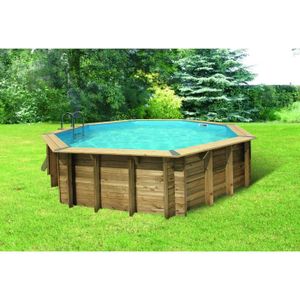 UBBINK Piscine octogonale en bois Océa ?580xH130 cm - Liner gris clair