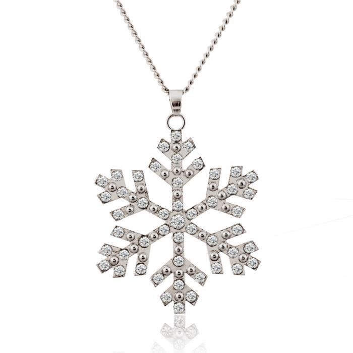 Collier élégante mode Pendentifs flocon de neige diamants long collier