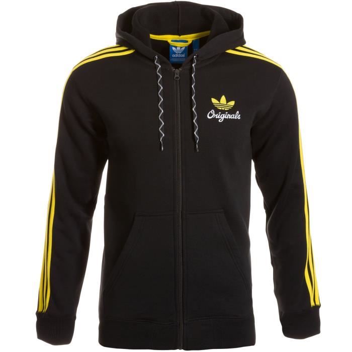pantalon de ski salomon - Adidas SPO HOODED FL Noir Noir/jaune - Achat / Vente veste de ...